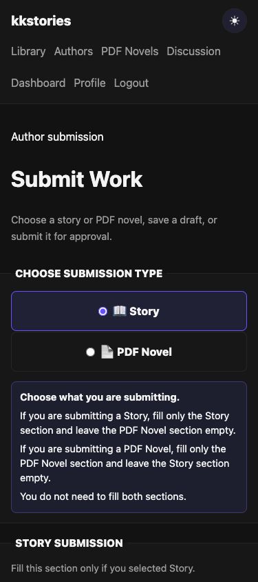 AMK story submission form with Story selected